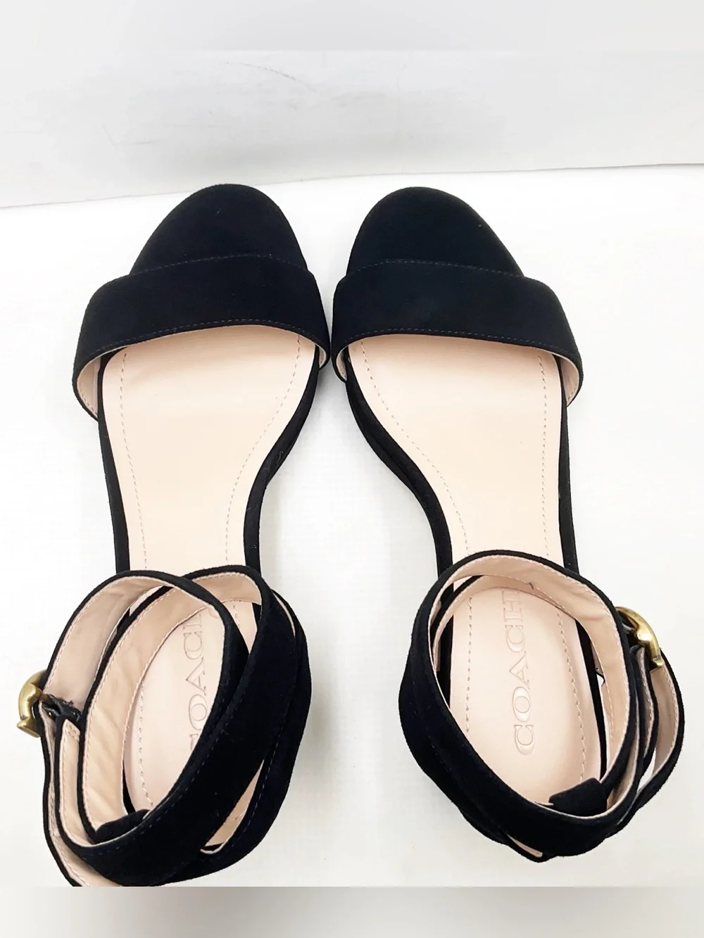 🆕{Coach} Serena Velvet Block Heel Sandals
